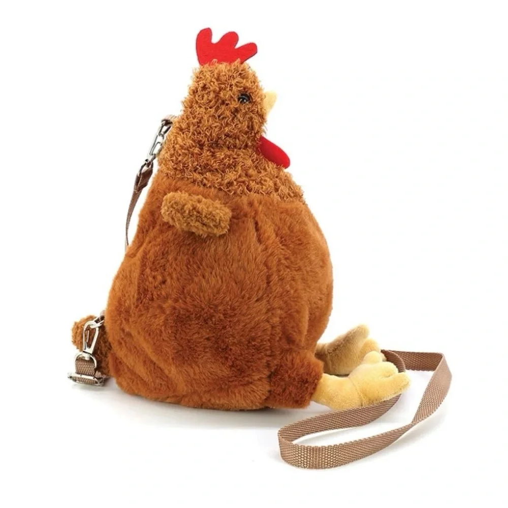 NWT Plush Chicken Crossbody Bag - Brown - Picture 3 of 6